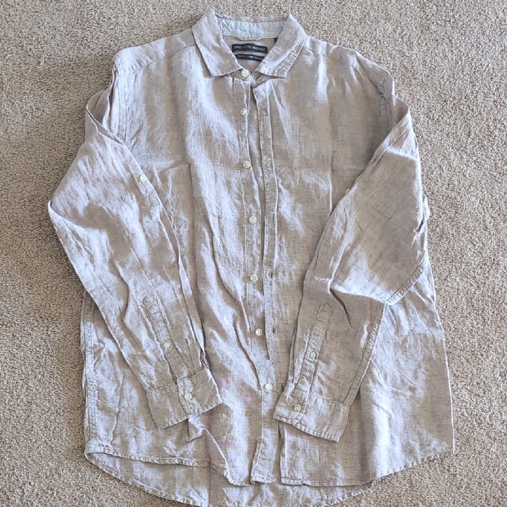 Saks Fifth Avenue Beige Casual Button-Down Shirt